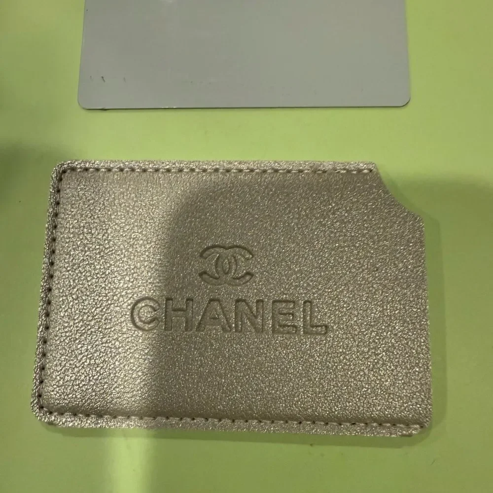 New CHANEL beauty gold  Textured Card Holder / mirror case